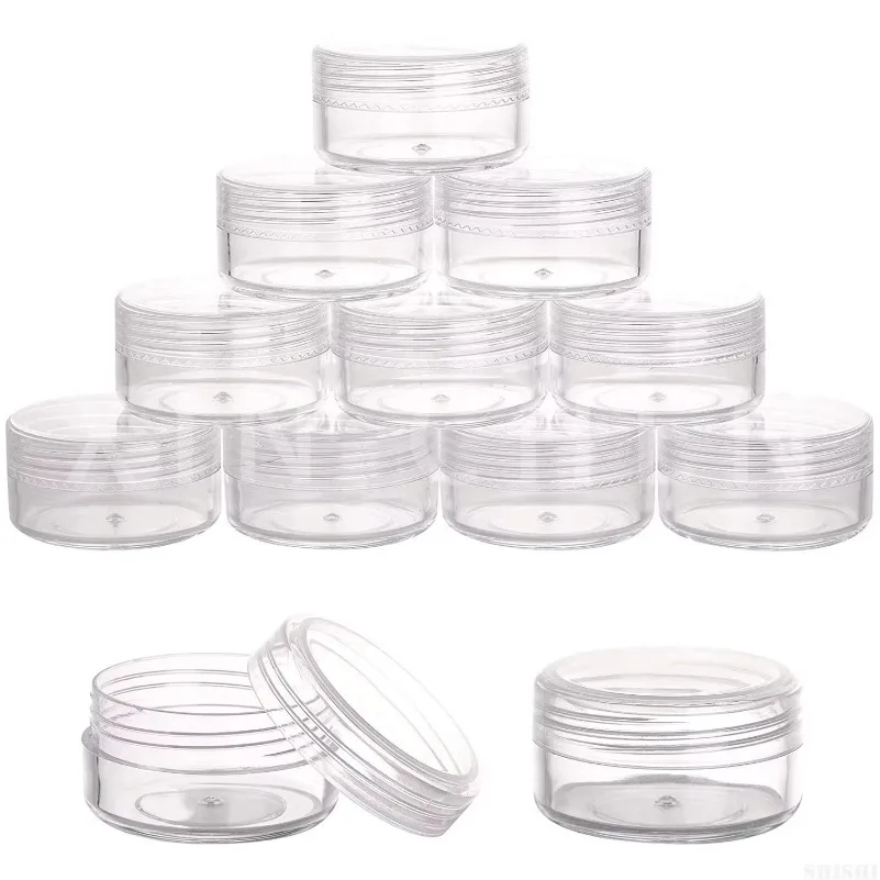 5 stücke Leere Kunststoff Kosmetische Make-Up Glas Töpfe Transparent Probe Flaschen Lidschatten Creme Lip Balm Container 2g 3g 5g 10g 15g 20g