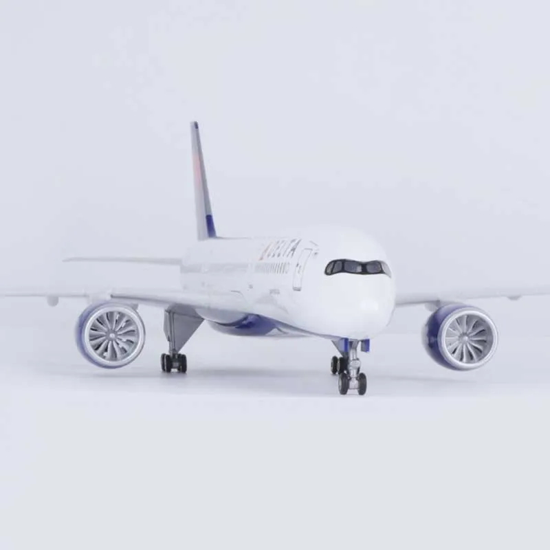 2024 New 1/142 Scale Airplane A350 Delta Airline Model LED Light Landing Gear Diecast Resin Plane  Toy Collection Display Gifts