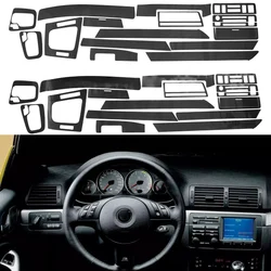 Carbon Fiber Style Black LHD Sticker Interior Decal Trim Fit For BMW 3-Series E46 2001-2004 Interior Mouldings Car Accessories