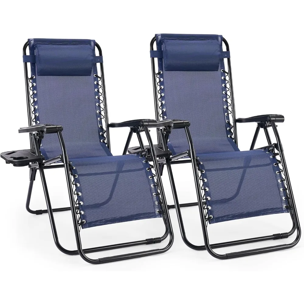

Zero Gravity Chairs, Set of 2 Portable Recliner Beach Camping Patio Outdoor Folding Lounge Chair with Cup Holder Trays and Adju