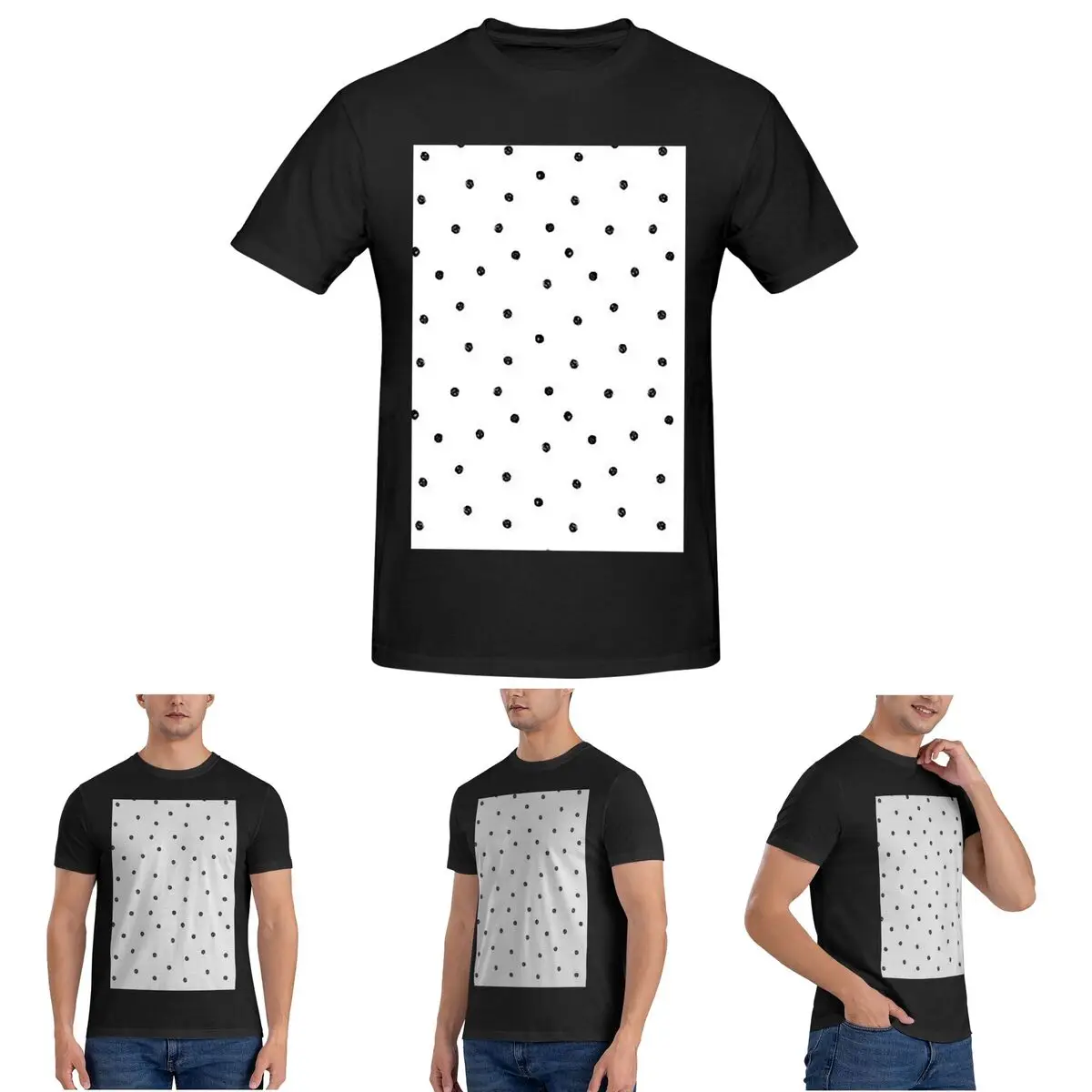 

Black White Polka Dot (8) T-Shirt for Men Cotton Plus Size T Shirts Men's Short Sleeve Round Neck Summer Clothes Tops S-6XL