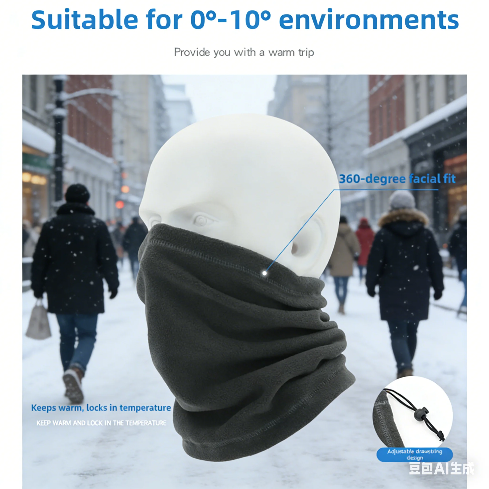 

Зимний теплый велосипедный шарф, шейный платок с шнурком, термобандана, флисовый морозостойкий лыжный платок