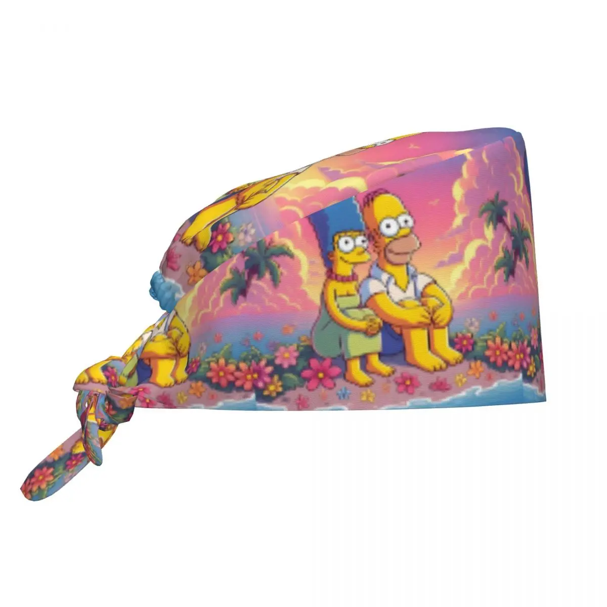 Boné Cirúrgico Unissex Personalizado com Estampa dos Simpsons - Homer e Marge - para Equipe Médica, Enfermagem e Profissionais de Saúde