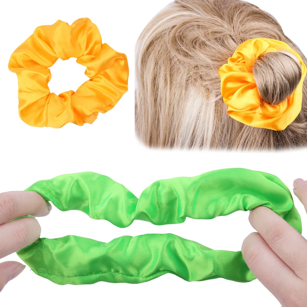 32 Colors Satin Hair Scrunchies Elastic Hair Bands Solid Color Women Girls Headwear Ponytail Holder Hair Ties Hair Accessories