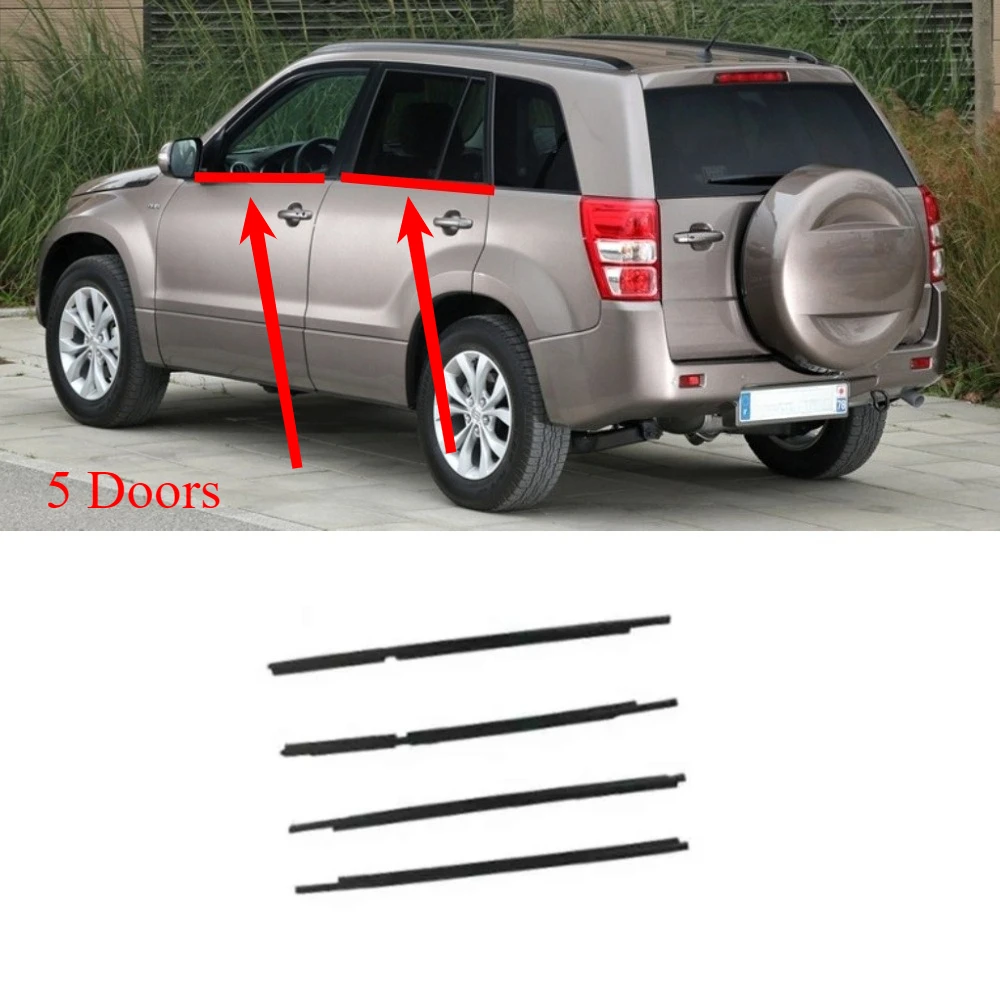 4Pcs5DoorsOutsideWindowsRubberforGrandVitara20183831-65J002007-2014Notfor3DoorsGlassWeatherstripSealing