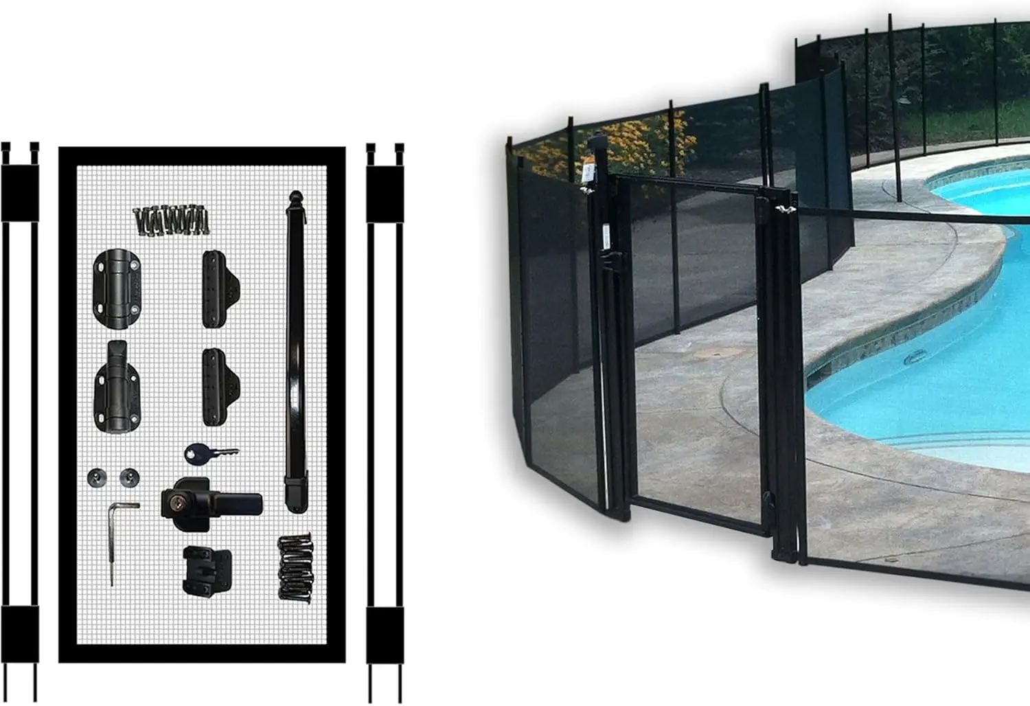 Pool Fence DIY  Self-Closing Gate Kit, Black (Pack of 1)