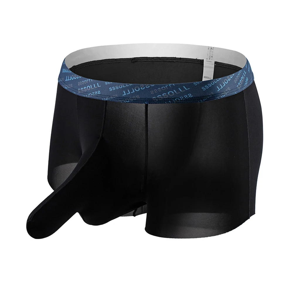 

Breathable Ice Silk Boxer Briefs for Men Mesh Knickers with Elephant Nose Slip (White/Gray/Black/Blue/Sapphire)
