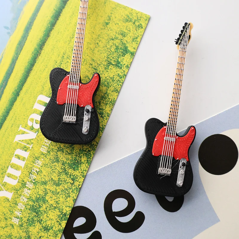 Mini Black Electric Guitar Small Guitar Model Strong Magnetic Resin Fridge Magnets for Refrigerator Photo Memo Crafts Home Decor