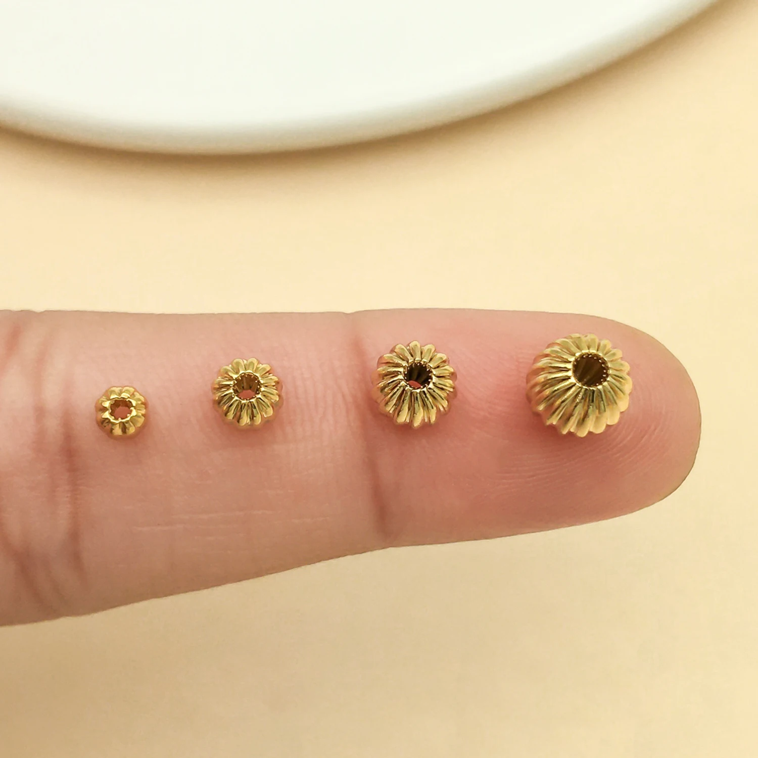 10pcs Copper Plated 18k Gold Thick Silver Pumpkin Spacer Beads Jewelry Making DIY Earrings Charms for Jewelry Bracelets Necklace