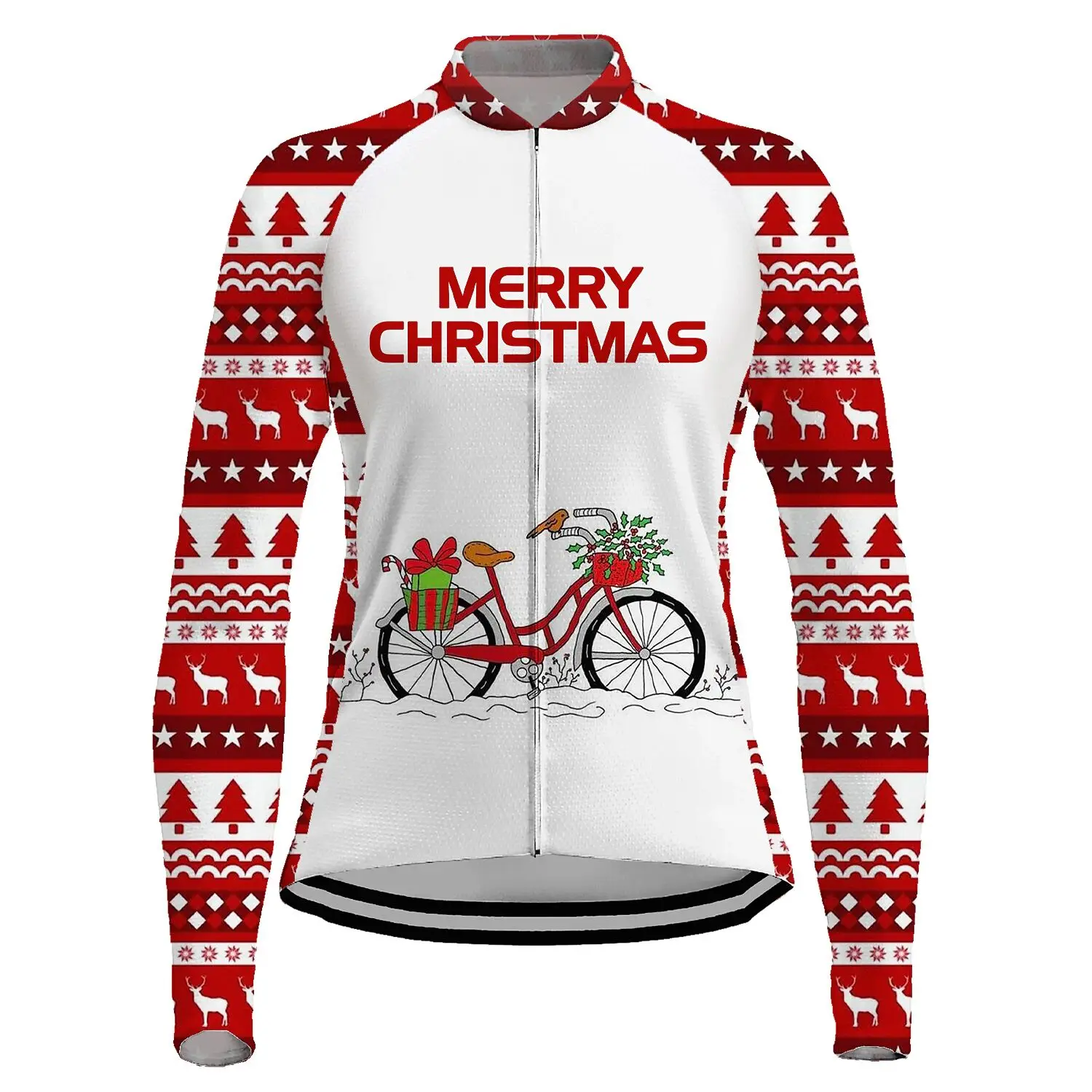 Women New style Christmas Long Sleeve Cycling Jersey Thin Or Winter Fleece Bike Clothing Maillot Ciclismo Mujeres MTB