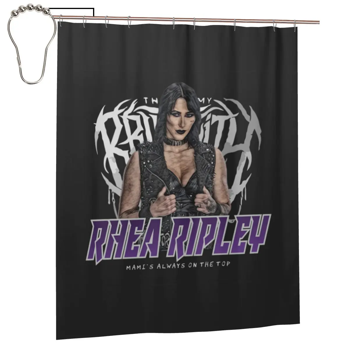 

Занавеска для душа Rhea Ripley Mami's On Top, полиэстеровая, водонепроницаемая, для ванной комнаты, с крючками