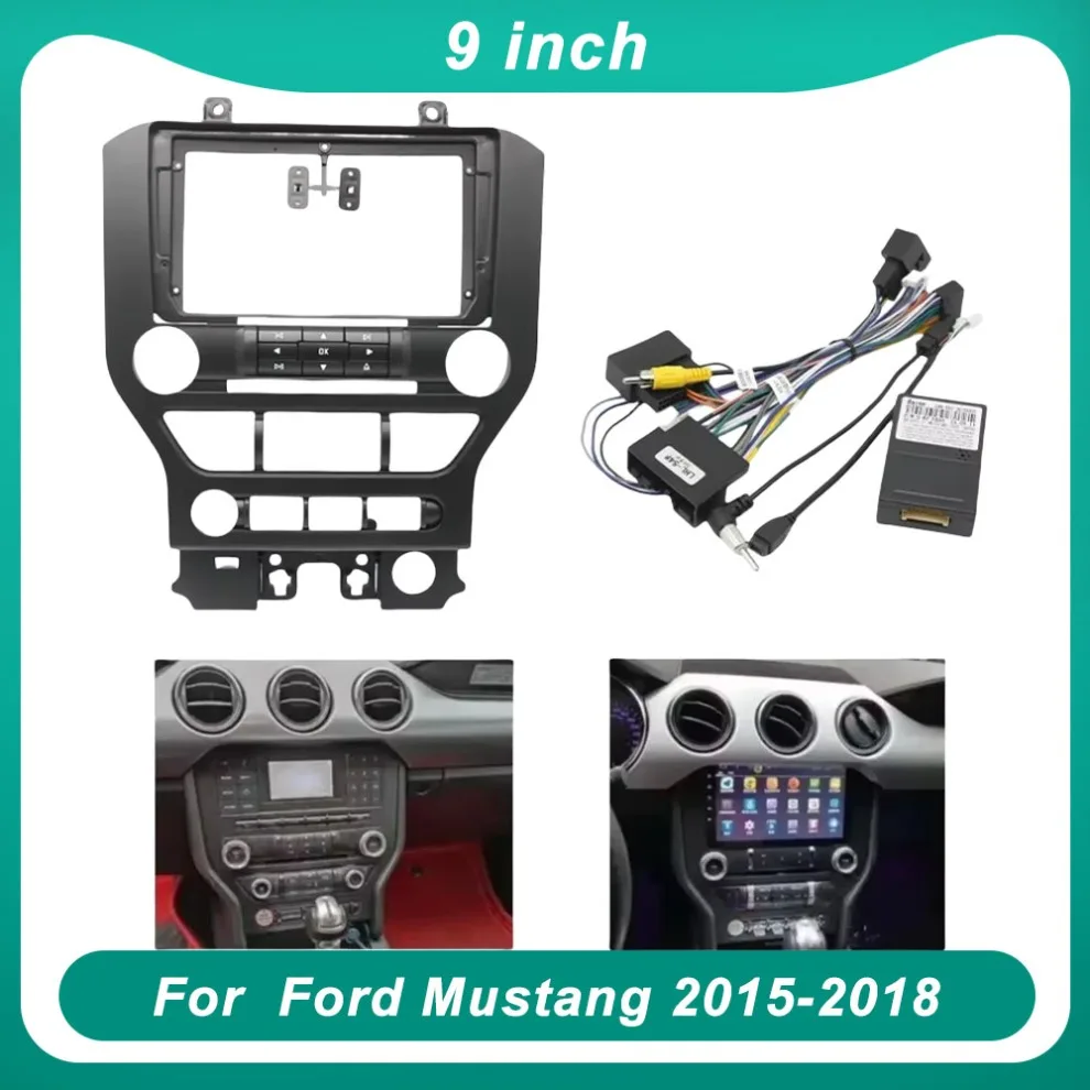 For Ford Mustang 2015-2018 9 Inch Car Fascia Frame Adapter Canbus Box Android Radio Dashboard Fitting Panel Kit Face Plate