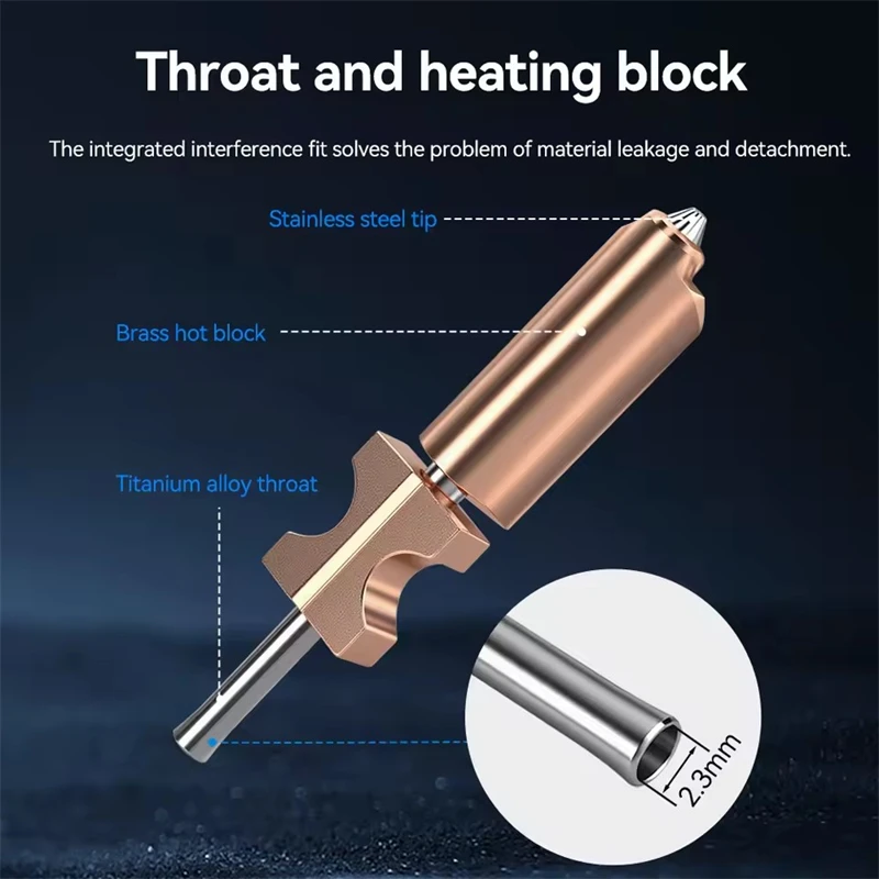 Nowe, ulepszone dysze hotendu ze stali nierdzewnej do Flashforge AD5X 0.25/0.4/0.6/0.8mm, silikonowa osłonka o wysokim przepływie, silikonowa szczotka. — zdjęcie produktu 4