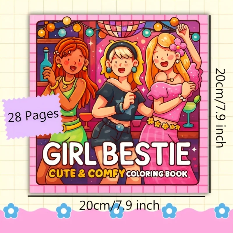 28 Pages Girls Theme Coloring Book Coloring Book, Valentine's Day Gifting, Birthday Party Gift, Drawing Supplies, Christmas