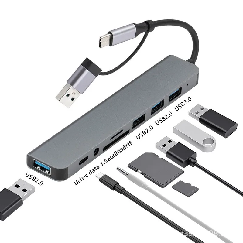 

Type-C Docking Station USB Hub Multifunctional Double Head Eight-in-One Docking Station