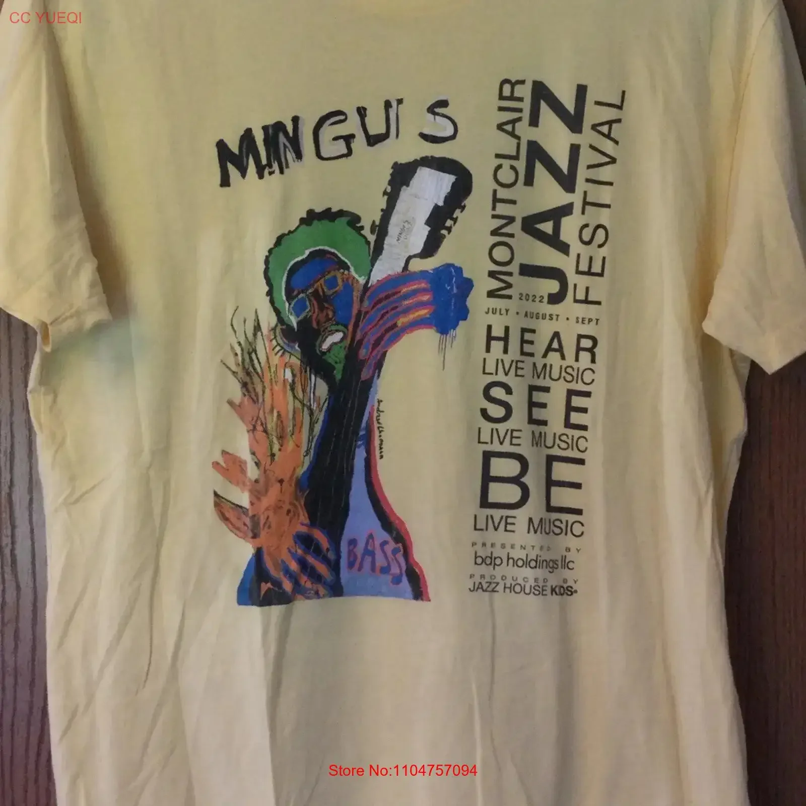 Montclair Jazz Festival New Jersey 2022 Yellow T Shirt XL MINGUS Image STAFF vintage Washed streetwear Unisex Slightly