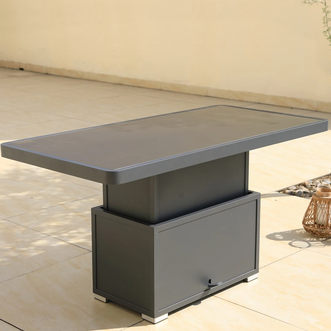 do- Lanca Outdoor Ajustable Dining Table  Coffee Table Aluminum Top Patio Table Garden Balcony Furniture