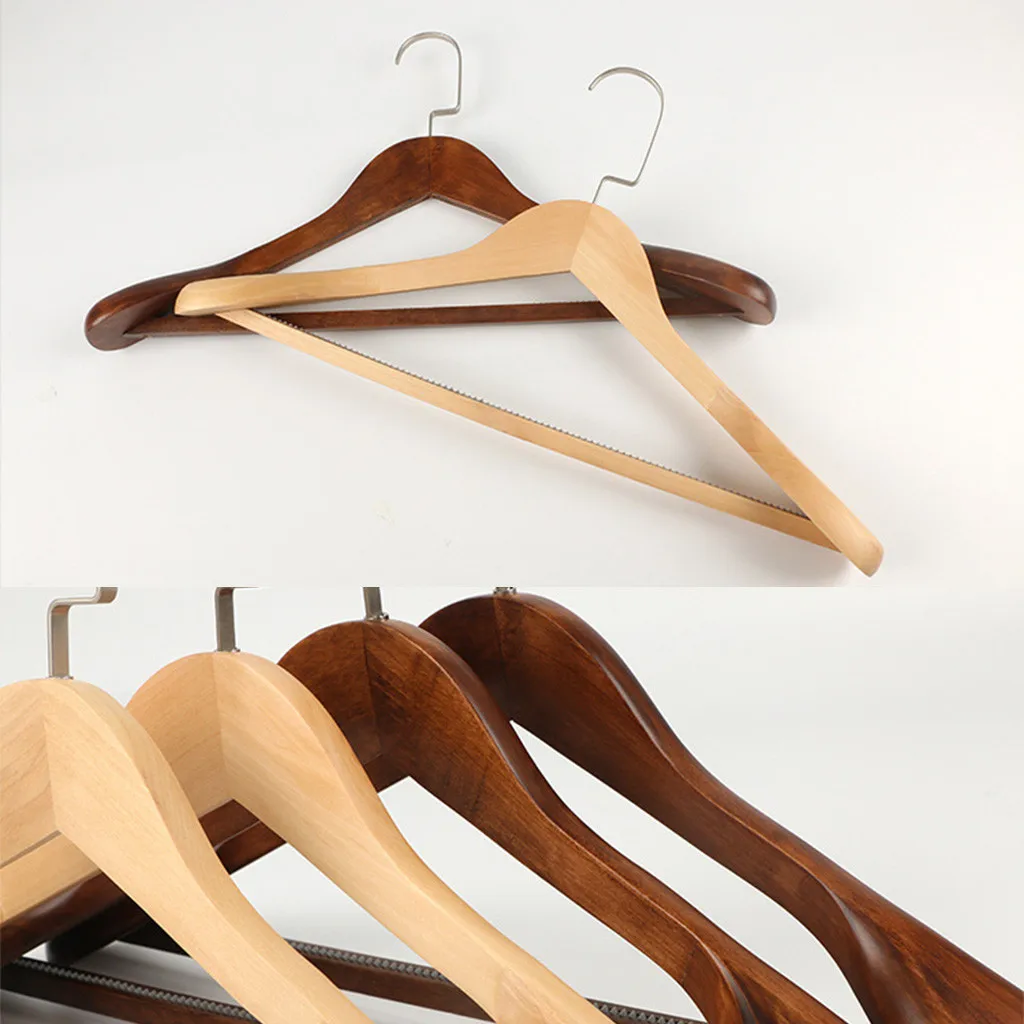 Wide Shoulder Wooden Hangers, Suit Hangers with Non Slip Pants Bar, High-Grade Solid Wood Coat Hangers for Jacket Clothes Hanger