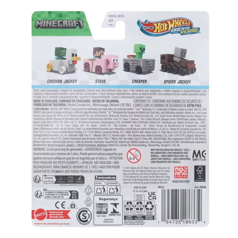 New Hot Wheels Minecraft Series Modello di auto giocattolo da collezione Regali di festa Ornamento da tavolo Disponibile