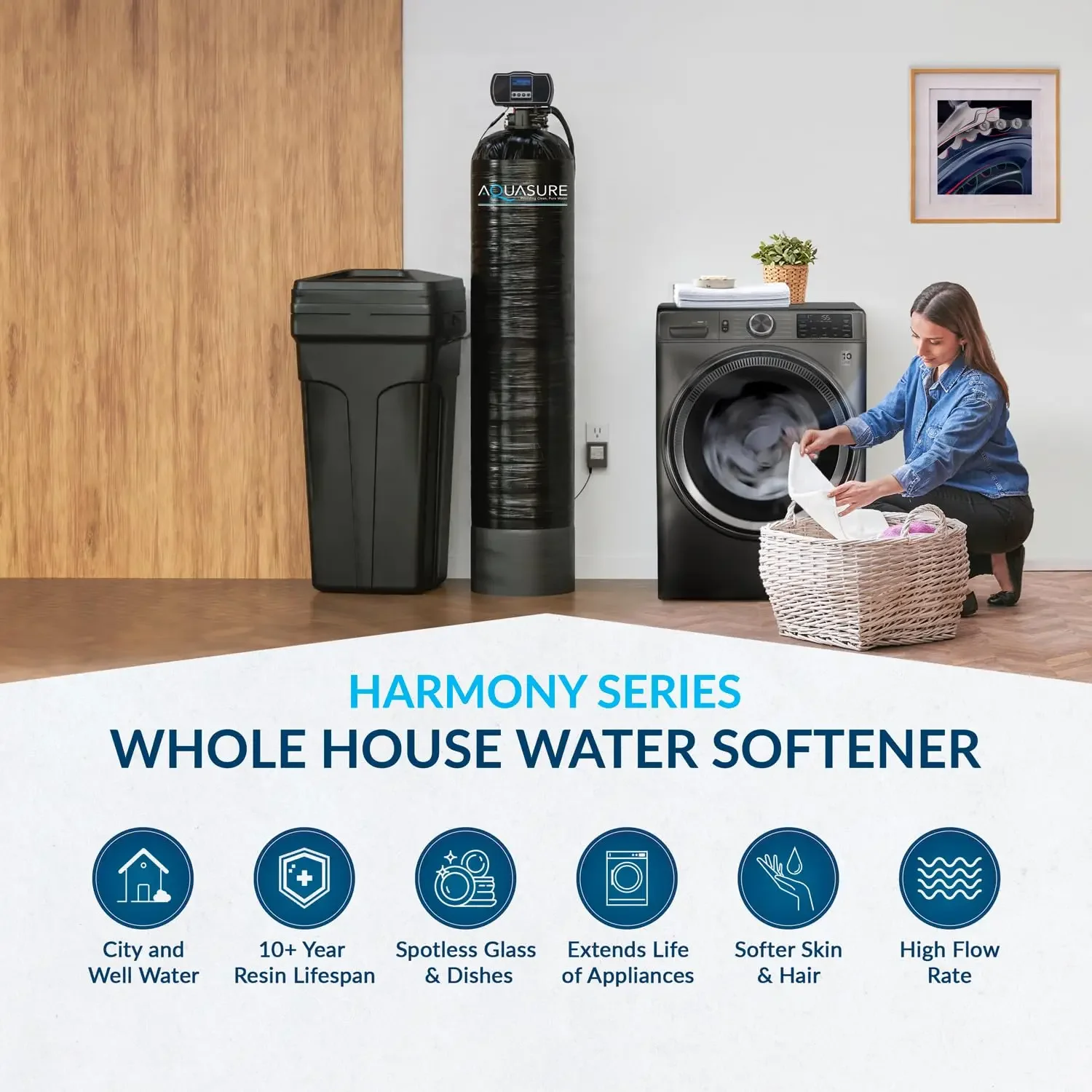 Ammorbidente per tutta la casa Harmony Series con testa di controllo digitale misurata ad alta efficienza e resina a maglia fine (72.000 grani)
