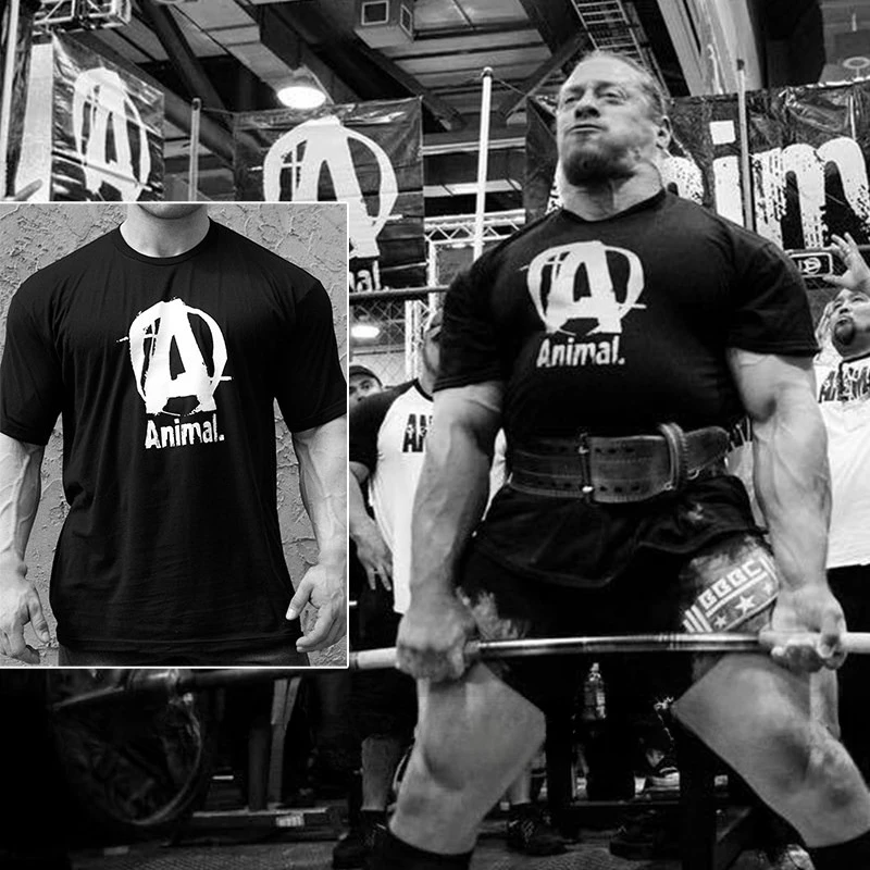 2026 new Animal Bodybuilder Graphic Gym T-Shirt, Powerlifting Workout Streetwear,Cotton Oversized Fit Tee for Men Fitness Lovers