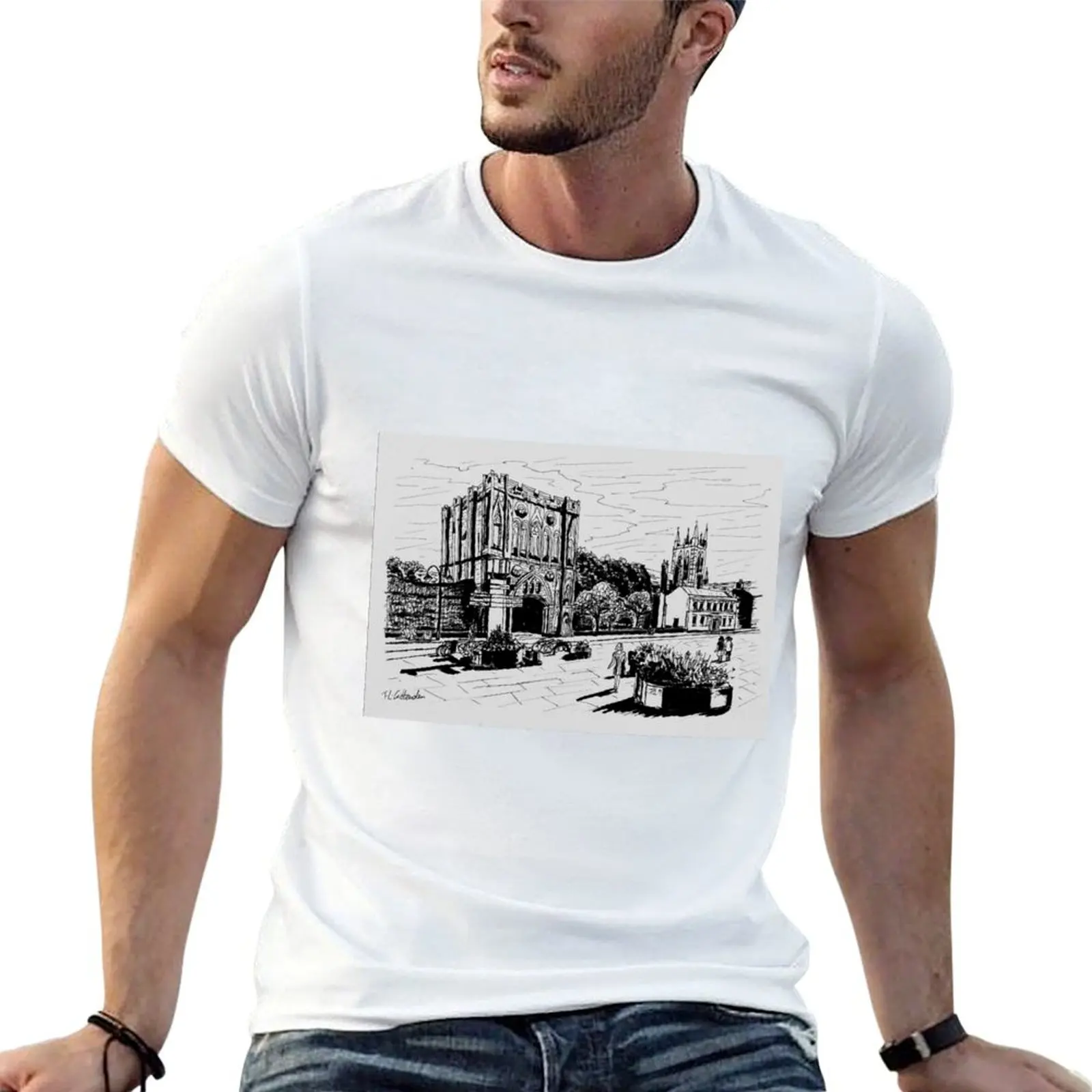 Bury St Edmunds Abbey Gate Ink Sketch T-Shirt anime t shirts oversize t shirt man luxury printed t shirts for man T-shirt