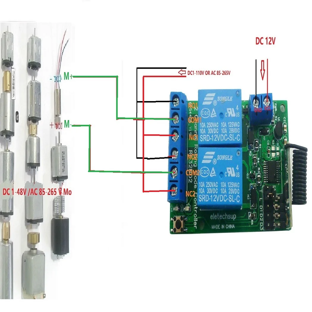 433M DC12V 2CH Rolling Code Keeloq Controler HCS301 Remote Control Keyfob Transmitter Board for Door Motor Garage LED