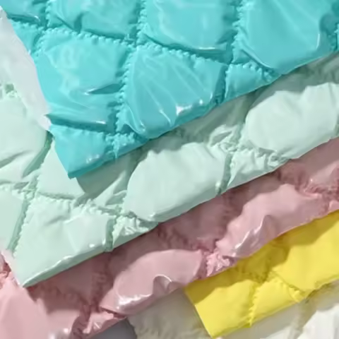 Composite PU Artificial Leather Fabric Waterproof Matte Diamond Grid Cotton Quilted Embossed Clothing Soft Bag Cloth