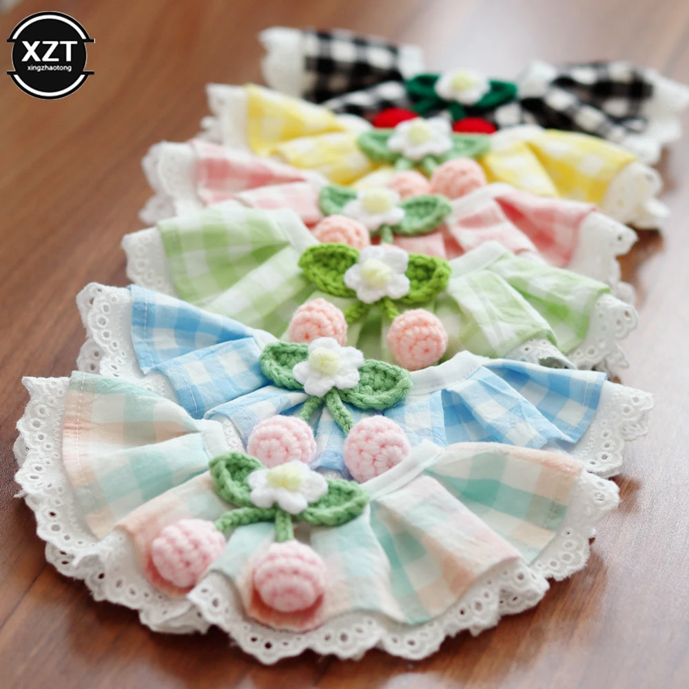 Cute Lace Dog Collar Bowknot Pet Collar Bibs Lovely Dog Cat Necklace Decor for Small Dogs Cats Plaid Flowers Lovely Collar