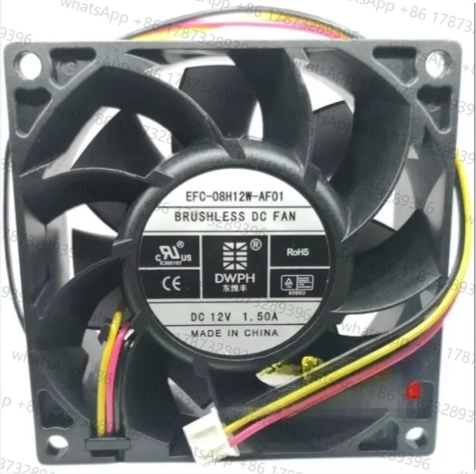 Ventilador de Resfriamento para Servidor EFC-08H12W-AF01 DC 12V 1.50A 80x80x38mm com 3 Fios