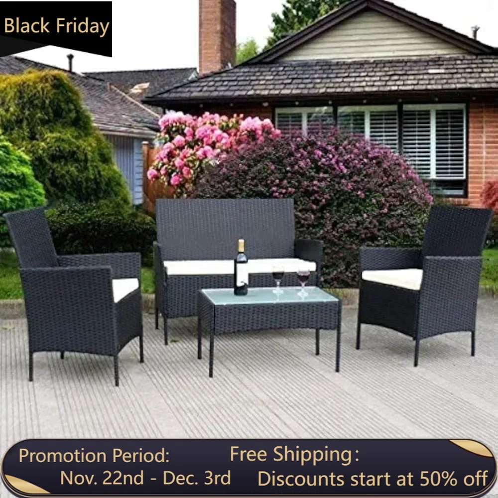 

Wicker Furniture Set Outdoor Sofa Black Garden Sofas