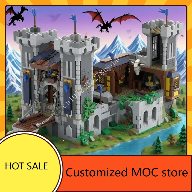 1971PCS Black Falcon's Stronghold Customized MOC Holiday  Creative DIYAssembly Birthday ChristmasToys for Kids Ages