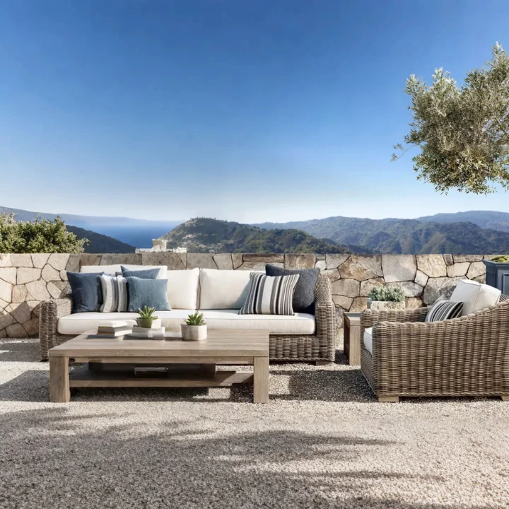 

Outdoor Furniture Garden Sofa Set Rattan Sofa Modern Design Metal Frame