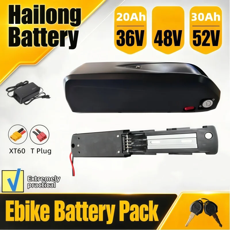 Sturdy Hailong Frame Battery, 36V 48V 52V 12Ah 15Ah 18Ah 20Ah 30Ah Lithium Battery for Electric Bike Bafang System