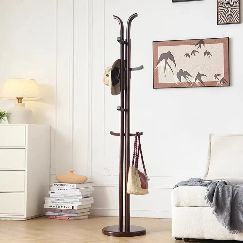 disc base cylindrical floor hanger all solid wood coat rack hanging clothes drying rack simple bedroom coat rack