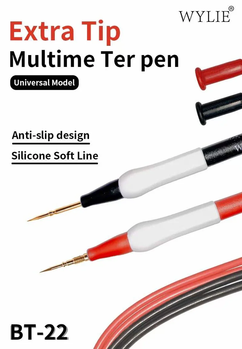 WYLIE BT-22-multímetro Digital superfino, sondas de medición de Cable, bolígrafo para SONDA DE PLOMO, probador de múltiples metros, herramienta de puntas de alambre