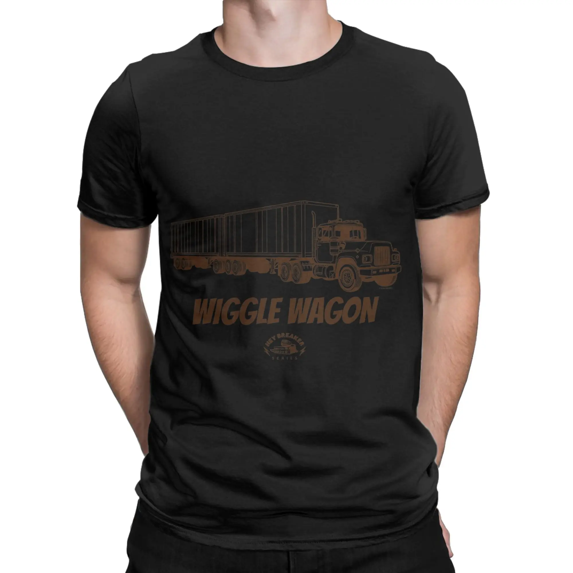 Wiggle Wagon CB Slang Multi Trailer Rig Funny Graphic 100% Cotton T-Shirt Kenworth Tops Tees For Men
