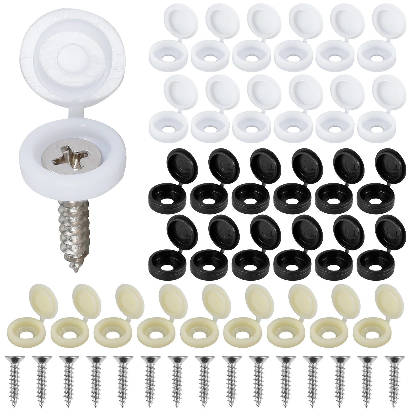 

600Pcs Screws and Covers Set Sturdy Self-Tapping Screws Plastic Screw Protective Cover Caps Number Plate Fixing Screws Premium