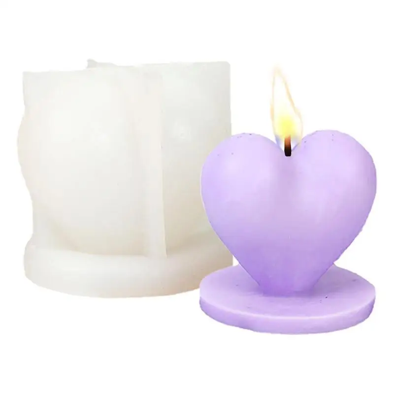 Heart Shaped Candle Mold Silicone Heart Molds Flower Bunch Soap Molds With Base For Cake Decorating Candle Making Epoxy Casting