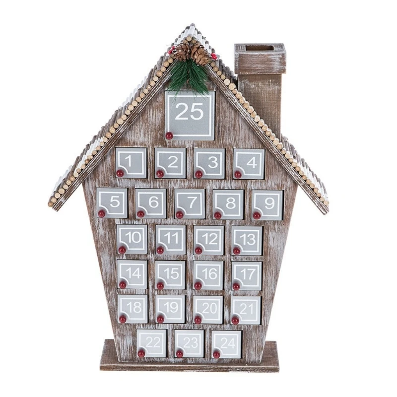 KX4B Gray Houses Advents Calendar with 24 Cards Christmas Countdowns Decoration