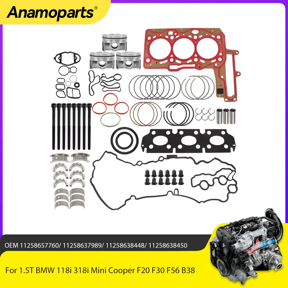 

Engine Parts Engine Overhaul Rebuild Kit Fit 1.5 L GAS For BMW 118i 318i Mini Cooper F20 F30 F56 B38 1.5L 15-21