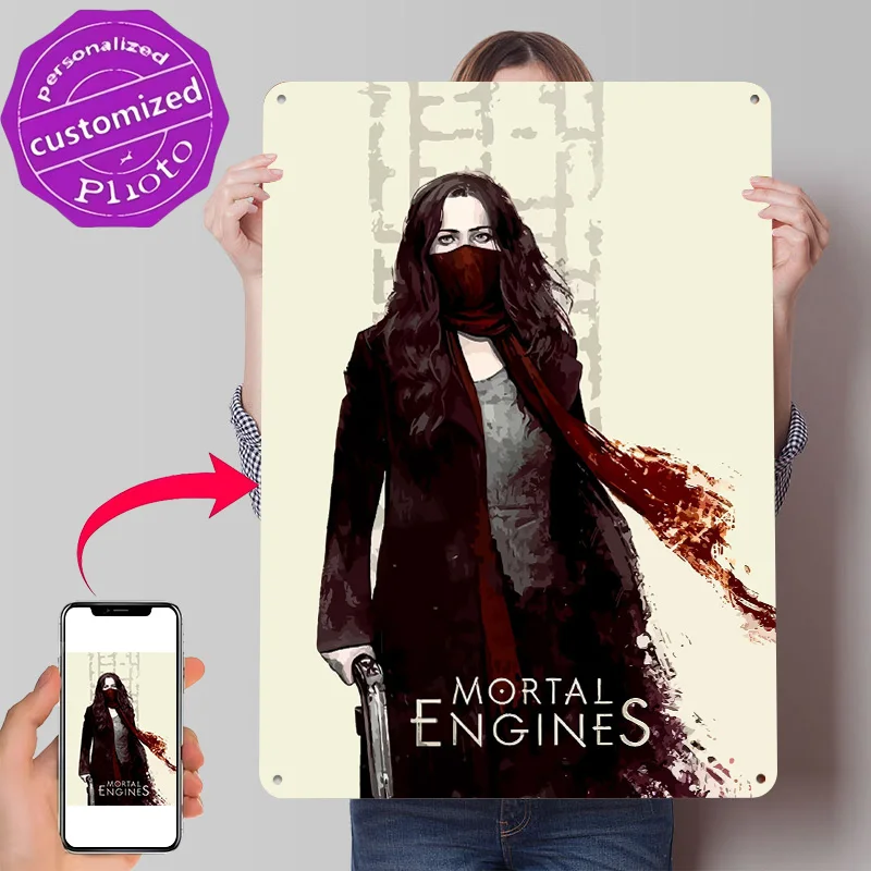 Mortal Engines Personalized 3D Textured Metal Poster Wall Art Tinplate Sign for Modern Home Decoration Luxury Bar Accessories
