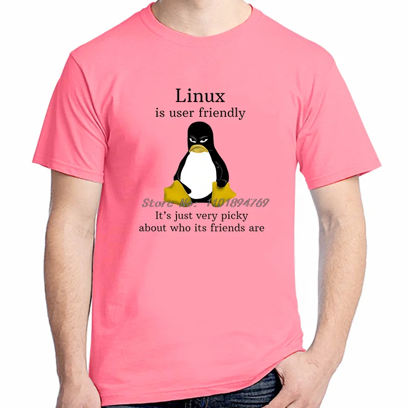 Linux Operating System Tux Penguin Summer Cotton T-Shirt User Friendly Just Picky Distinctive Graphic T Shirts Mens Clothes - view 5