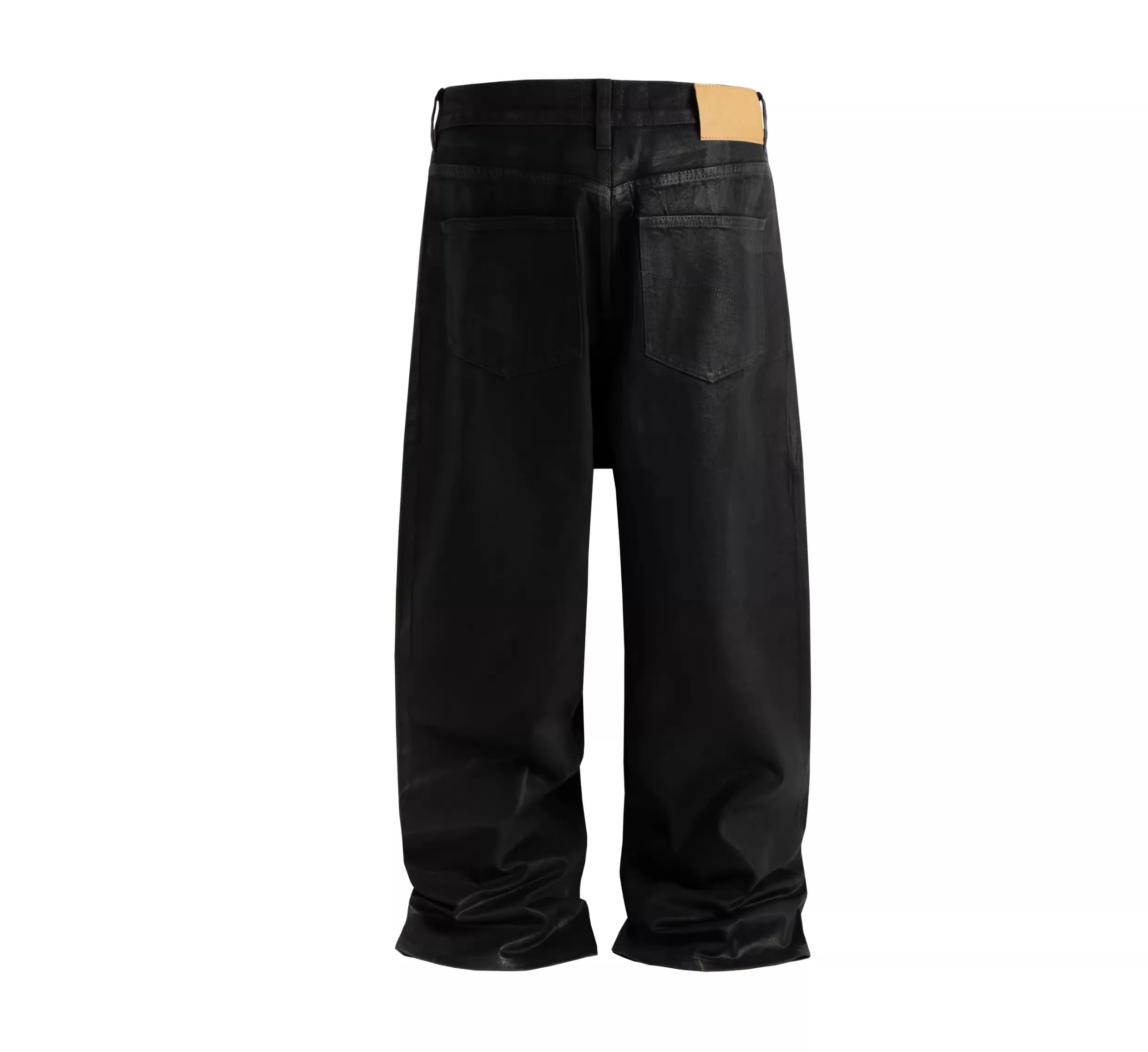 Owen Seak Men Oil wax Denim Jeans Classic Gothic Men's Coated Casual High Street Straight Hip Hop Women Solid Jeans Loose Pants