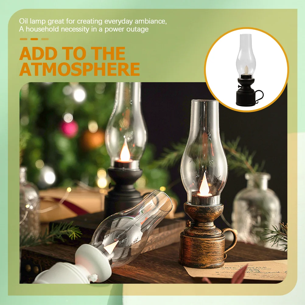 Electronic Kerosene Lamp Oil Lamps Lantern LED for Indoor Use Small Table