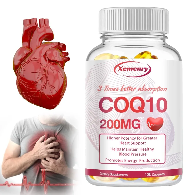 

120pcs Organic Q10 Coenzyme 200mg Capsules Cardiovascular and Heart Health Energy Vitamins Beauty and Health
