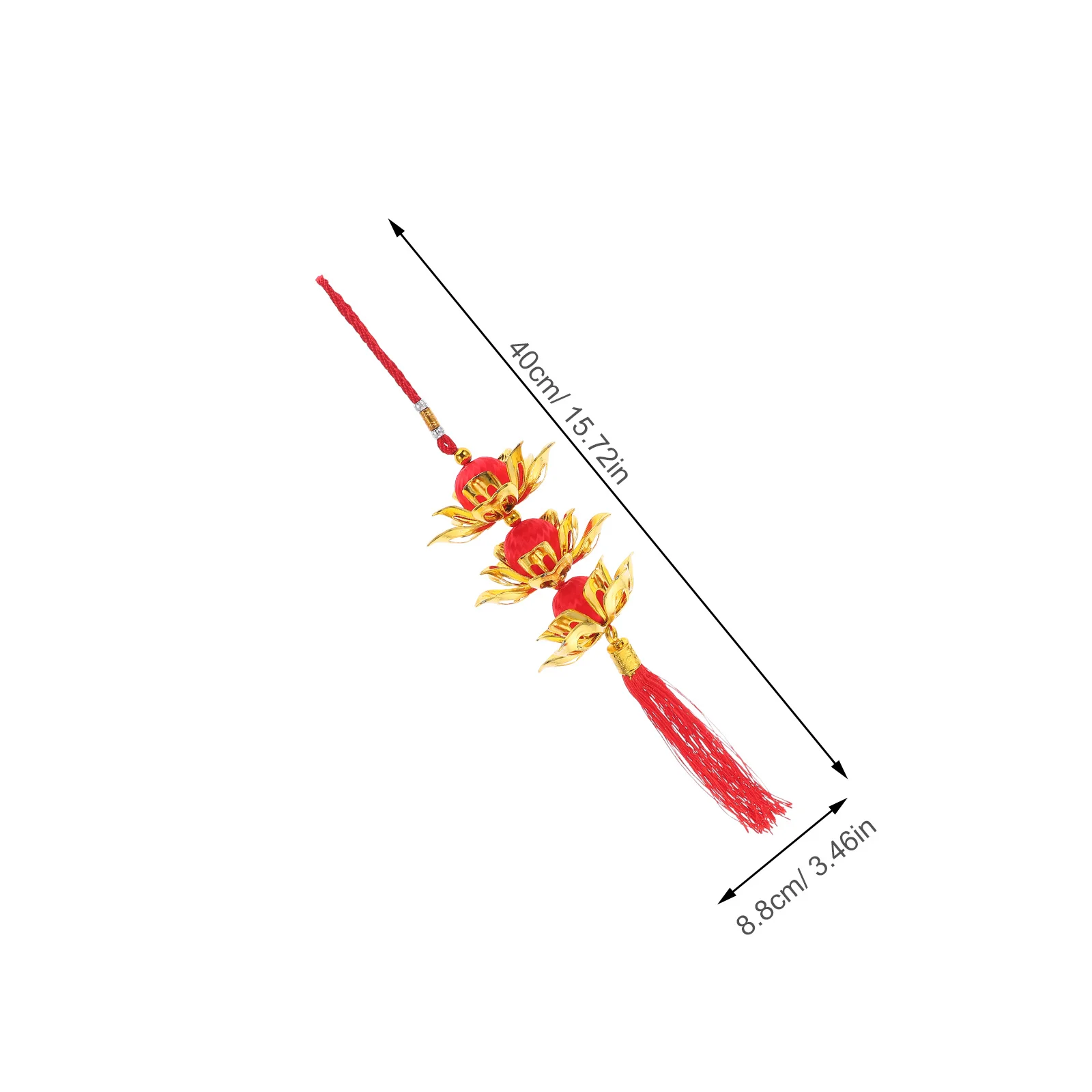 โคมไฟดอกบัวพู่สีแดงสดใส 3 ดอก สไตล์ดอกบัว สำหรับตกแต่งฉลองปีใหม่ เทศกาลฤดูใบไม้ผลิ ของประดับตกแต่งปีใหม่