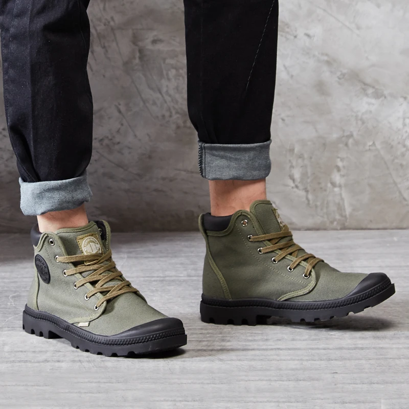 

Casual High Top Boots Men's Canvas oes round Toe Youth Pure Color Wear Resistant Comfortable Rubber Outsole