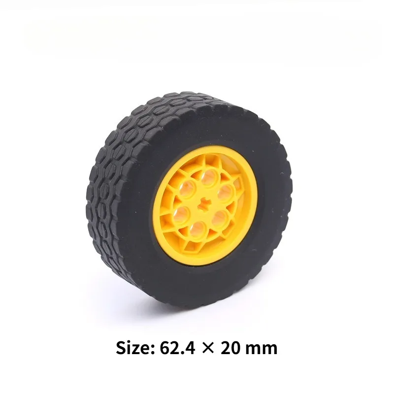 Set of 4 Tire and Hub Components (62.4×20 Mm) with Advanced Technology Ideal for Modifying and Assembling Car Model MOC Toys