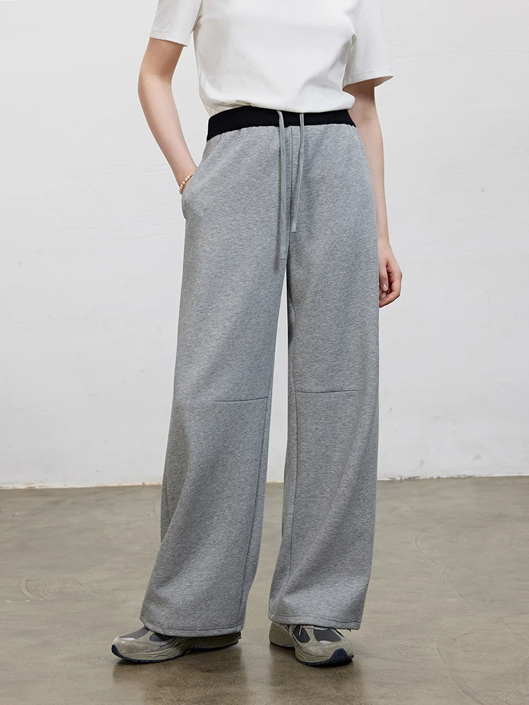 LIEDU Autumn Daily Women High Waist Slim Flared Wide Leg Pants Plus Size Soft Gray Sweatpants Office Elegant Casual Chic Outfit